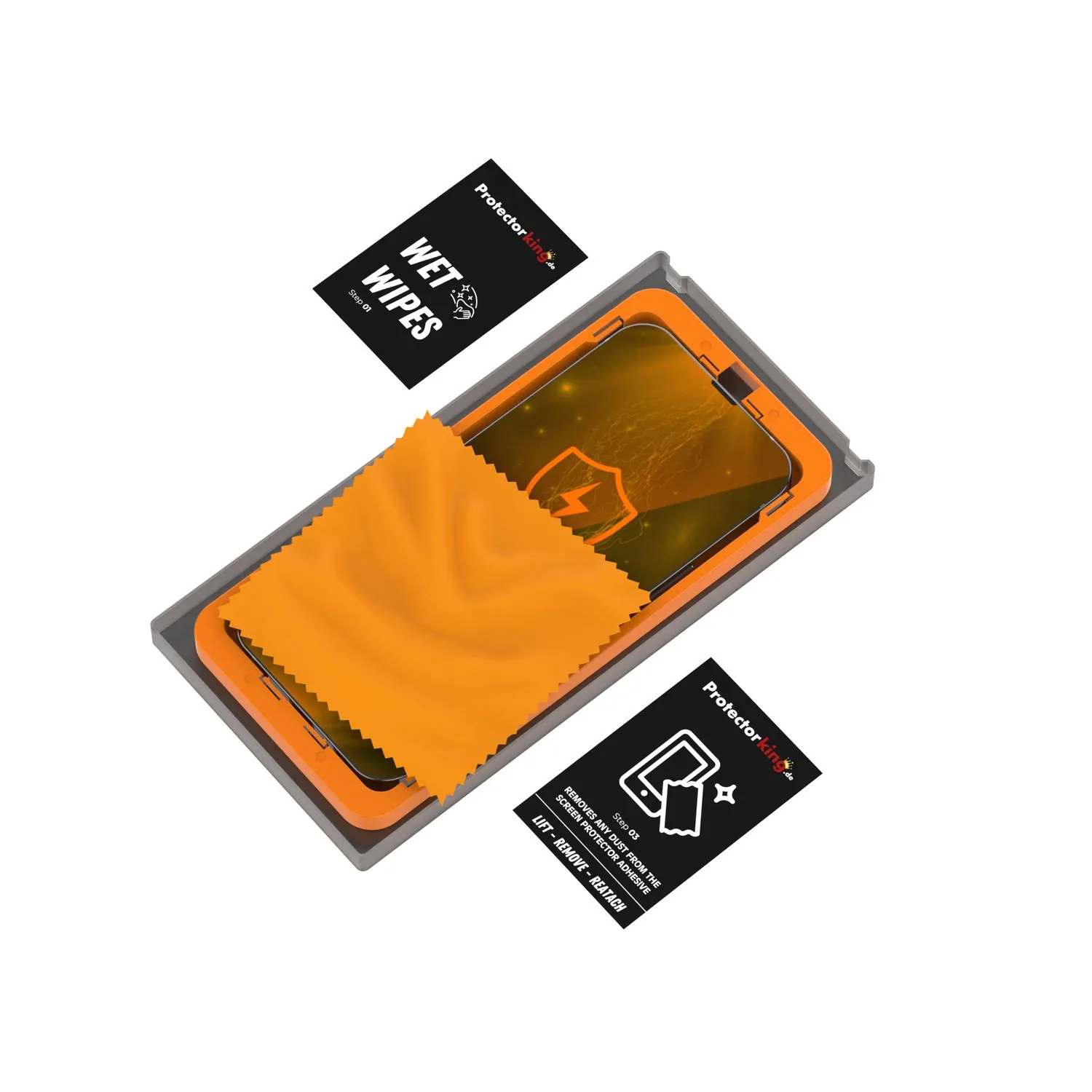 Protectorking screen protector installation kit 3d render, 3D product render by VelarVisuals